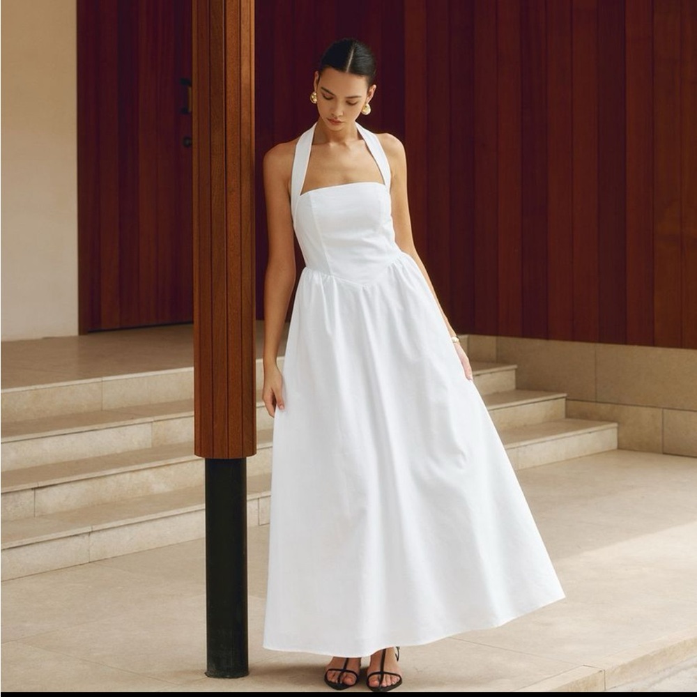 Cotton & Linen A Line Halter Dress